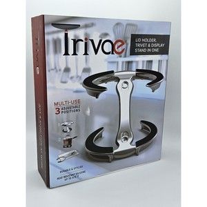 Trivae Lid Holder Trivet and Display Stand in One Black/Silver - Brand New!